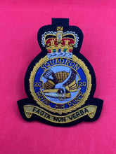 Royal Air Force 20 Squadron Blazer Badge RAF Hand Embroidered Bullion Wire Badge